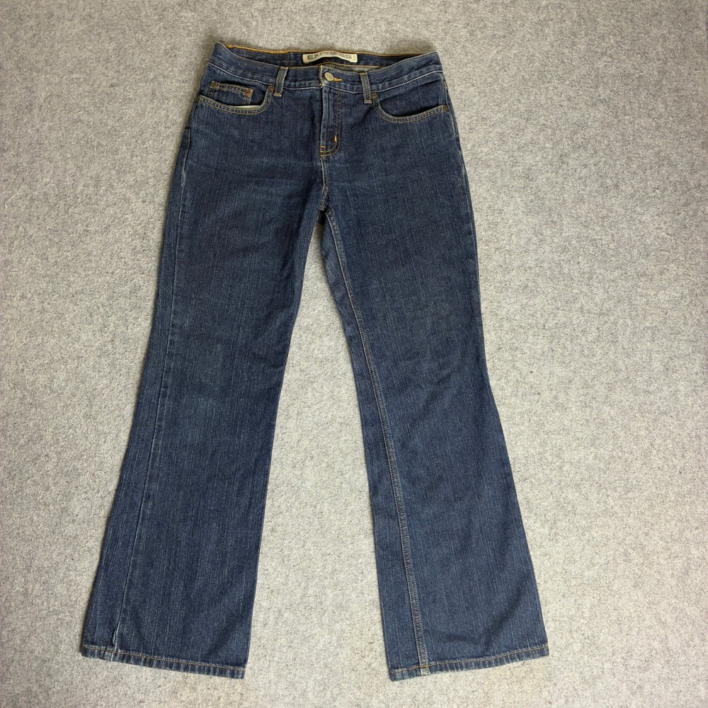 Express Womens Size 31x29 Low Rise Flare Jeans Dark Wash Blue Denim Y2K